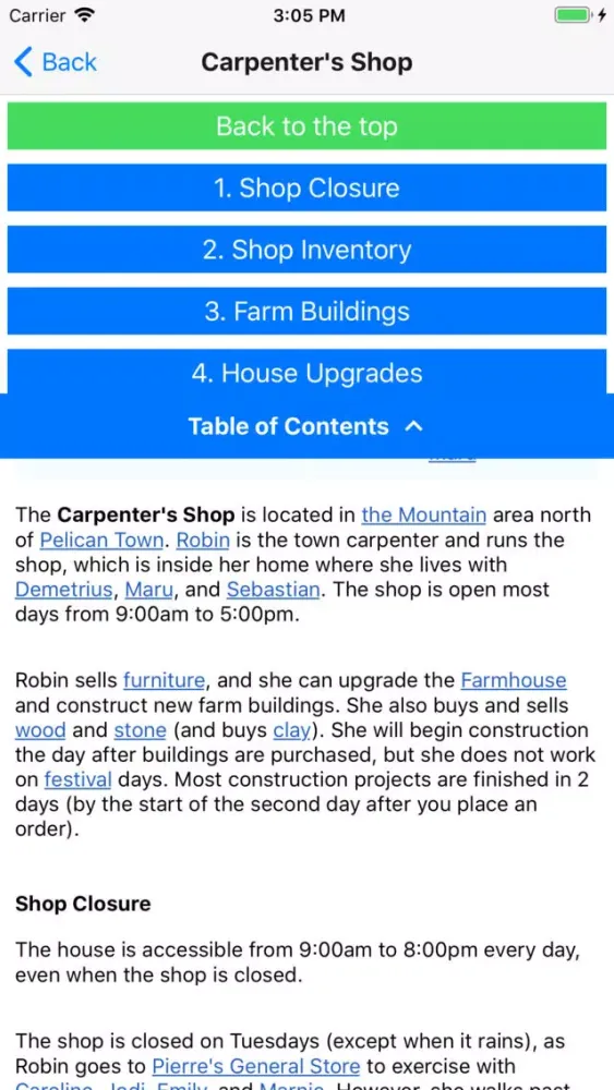 Ảnh chụp màn hình của Mobile Wiki for Stardew Valley