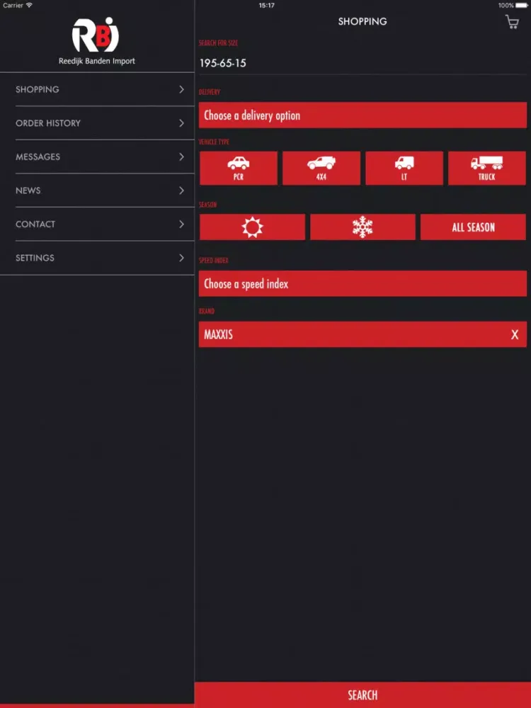 Screenshot di Reedijk Banden Import iPad 