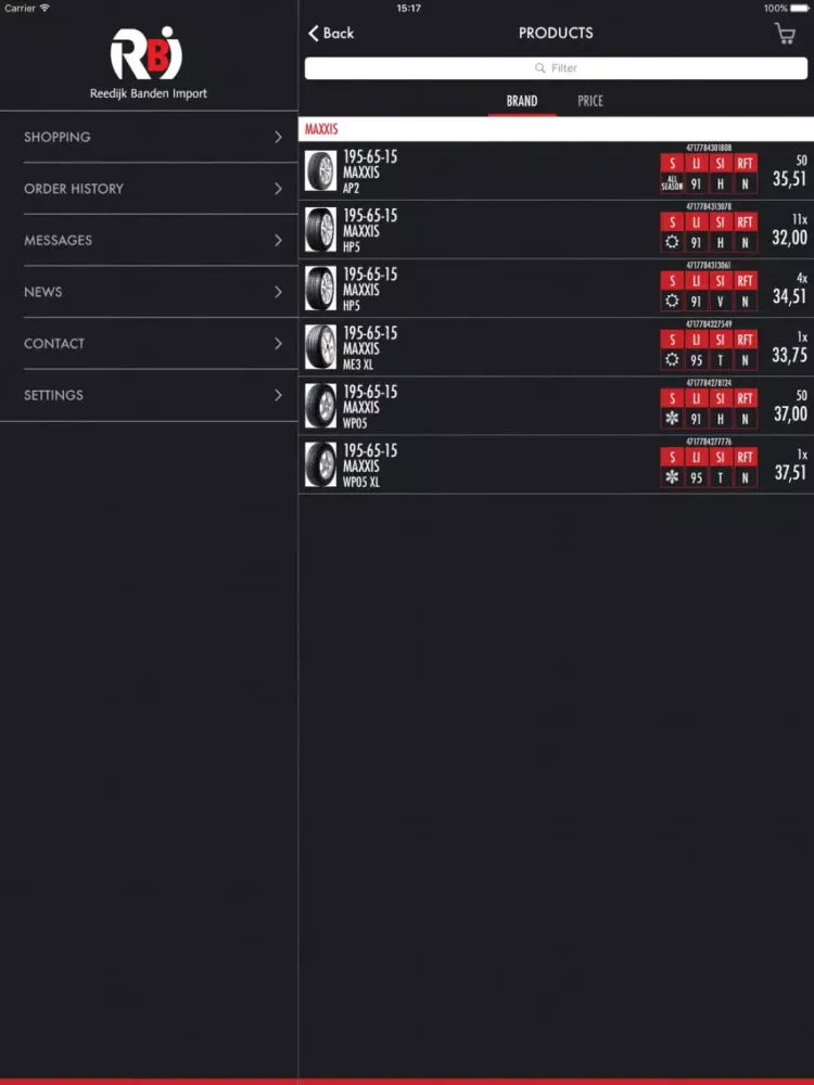 Screenshot di Reedijk Banden Import iPad 