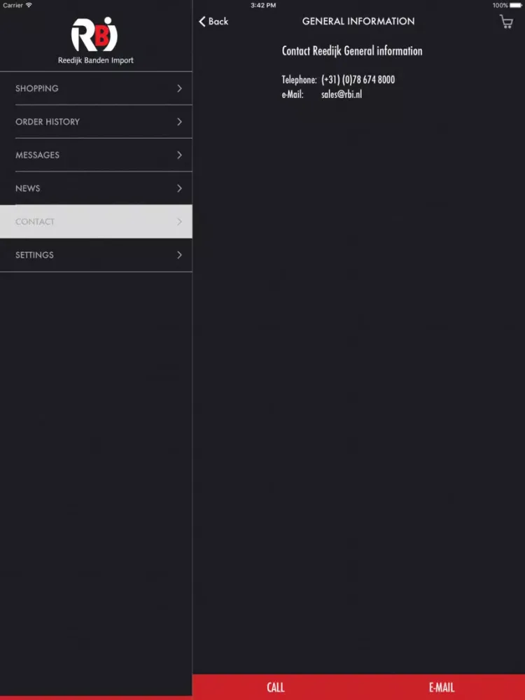 Screenshot di Reedijk Banden Import iPad 