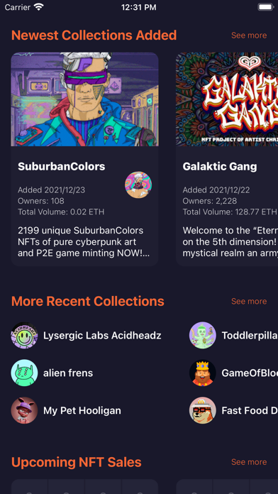uNFT: Upcoming & Rarity tools Screenshots