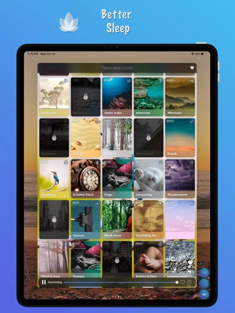 Calmest : Meditate,Sleep,Relax iPad  स्क्रीनशॉट