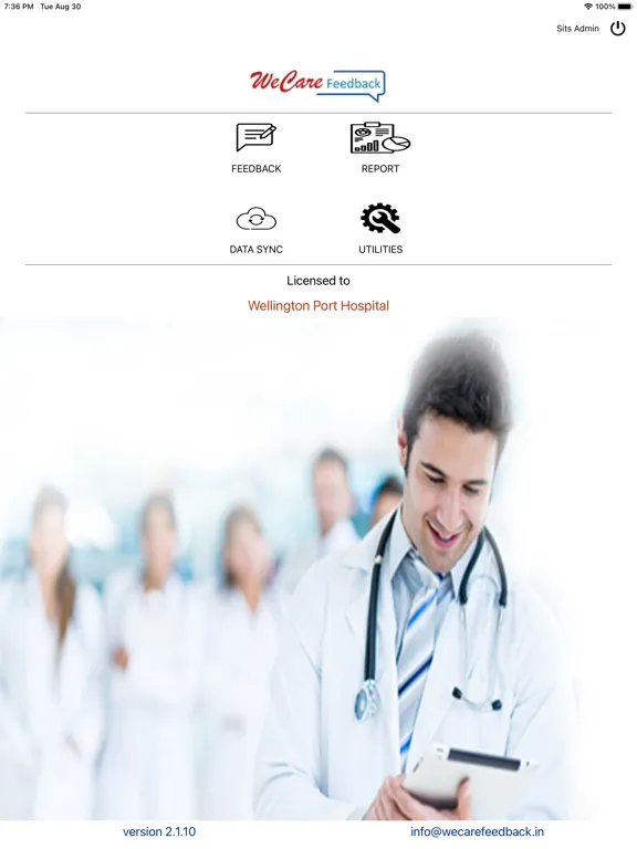 Capturas de tela do WeCare Feedback iPad 