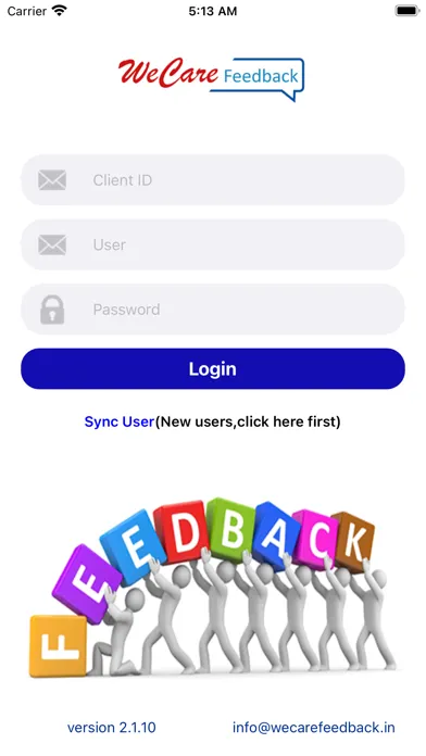 Capturas de tela do WeCare Feedback