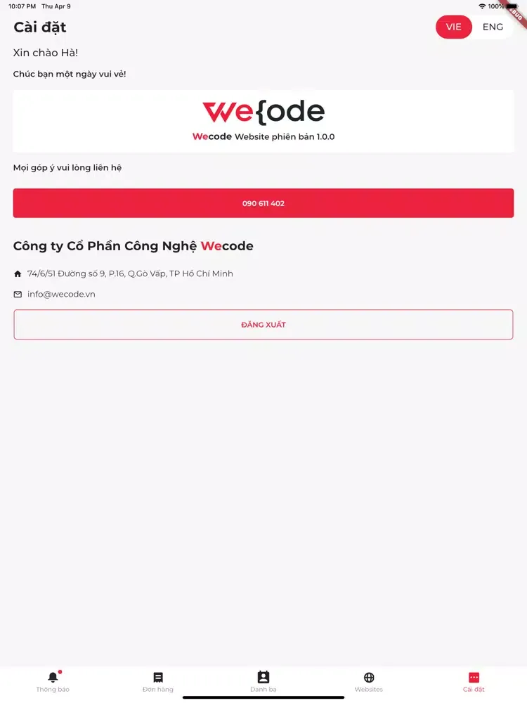 ภาพหน้าจอของ WeCode Websites App iPad 