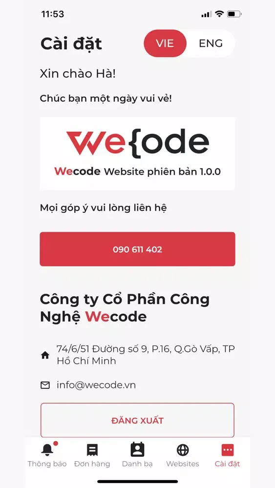 ภาพหน้าจอของ WeCode Websites App