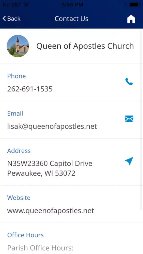 Tangkapan skrin Queen of Apostles Pewaukee