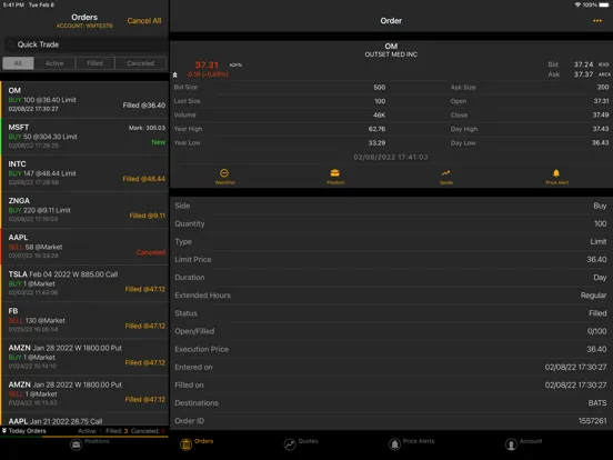 Capturas de tela do Wedbush EOS iPad 