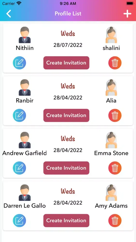 Capturas de tela do Wedding Card Maker App