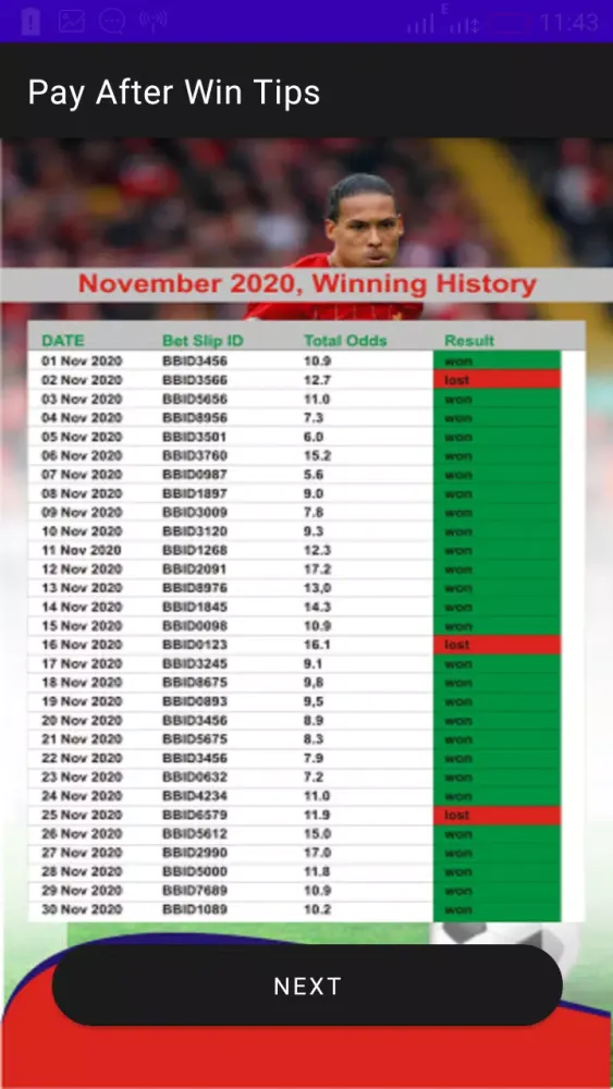 Capturas de tela do Pay After Win Tips