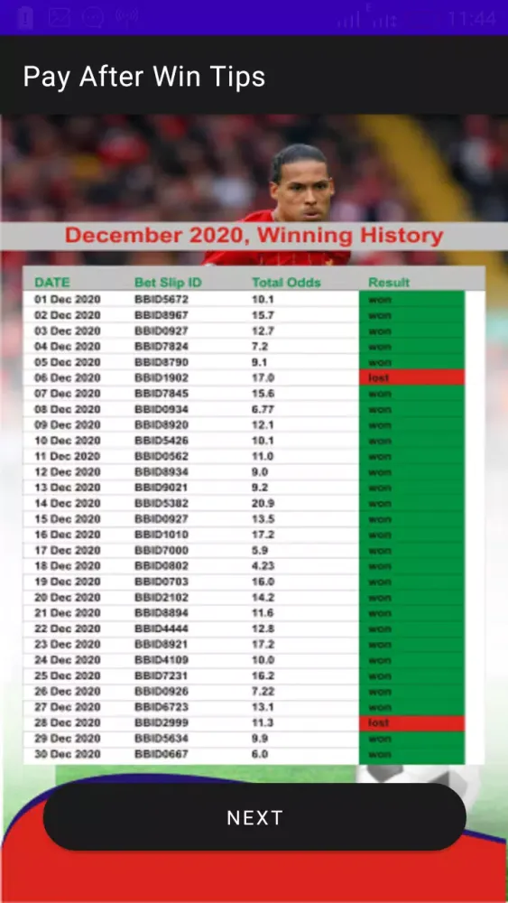 Capturas de tela do Pay After Win Tips