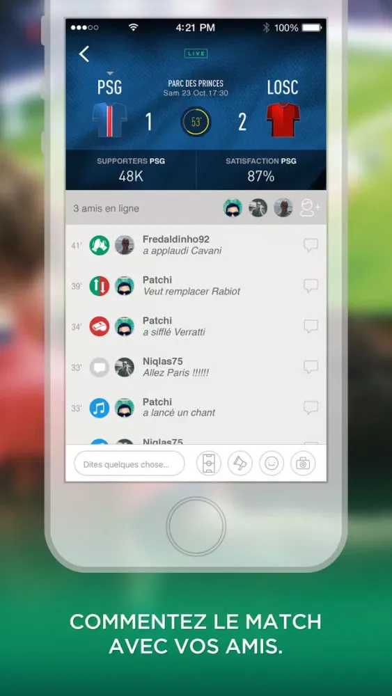 WeFan, Messagerie foot des fans en live. Screenshots