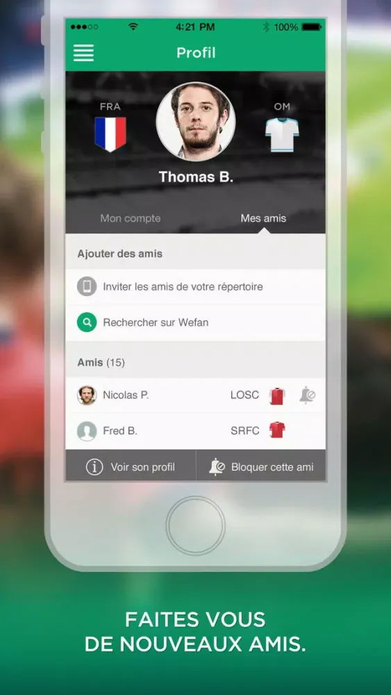WeFan, Messagerie foot des fans en live. Screenshots