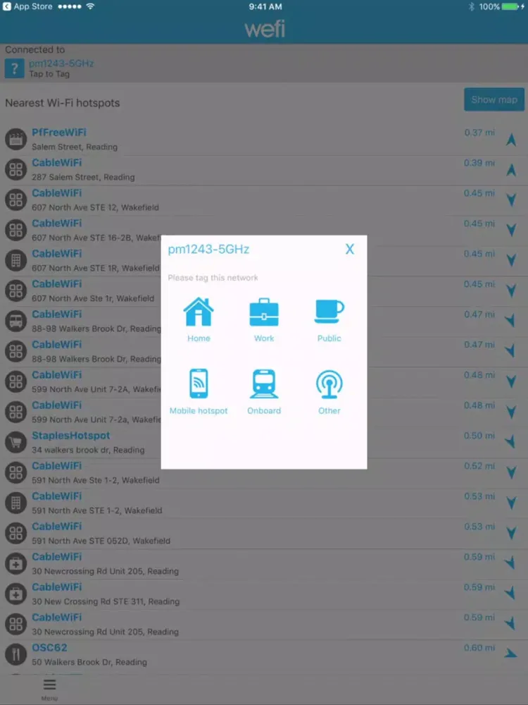 Tangkapan skrin WeFi Pro iPad 
