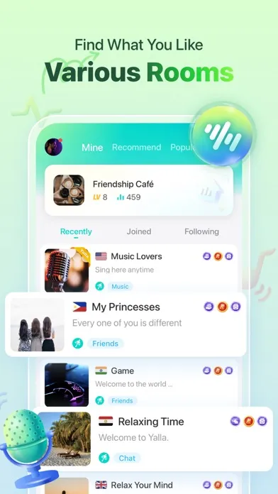 Zrzuty ekranu Yalla - Group Voice Chat Rooms