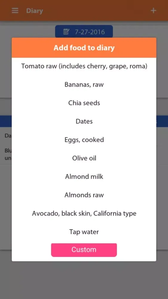 Zrzuty ekranu Weight gain, Diet tracker