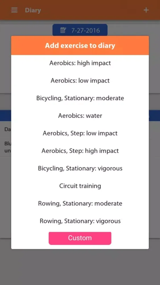 Zrzuty ekranu Weight gain, Diet tracker