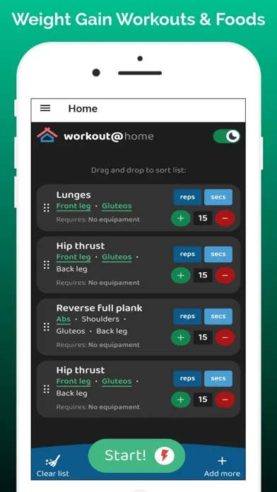 Zrzuty ekranu Weight Gain Workouts & Foods