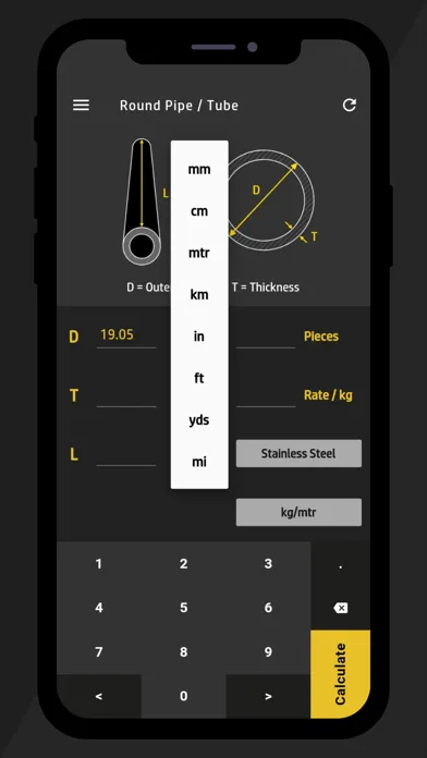 Ảnh chụp màn hình của Metal Weight Calculator - MWC