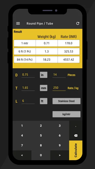 Ảnh chụp màn hình của Metal Weight Calculator - MWC