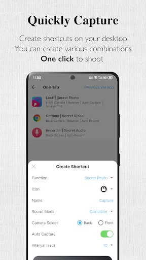 Zrzuty ekranu Background Camera ~ Very Safe