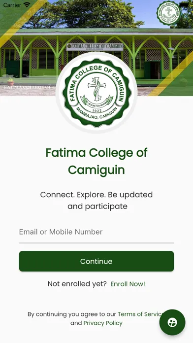 Capturas de tela do Fatima College of Camiguin