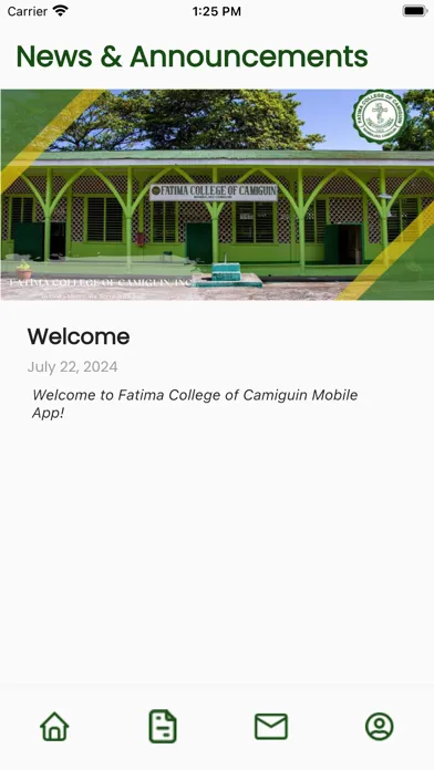 Capturas de tela do Fatima College of Camiguin