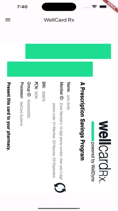 ภาพหน้าจอของ WellCard Rx