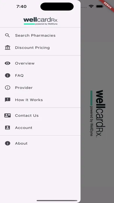 ภาพหน้าจอของ WellCard Rx