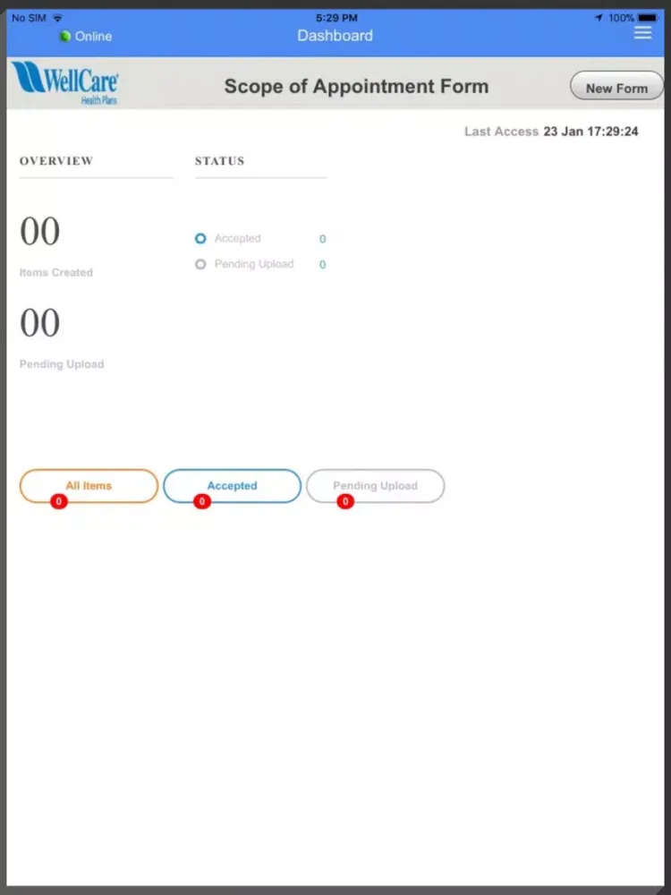 Tangkapan skrin WellCare Scope of Appointment iPad 