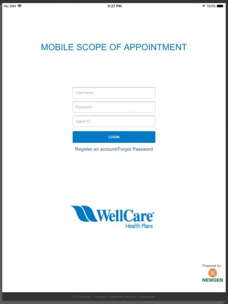 Tangkapan skrin WellCare Scope of Appointment iPad 