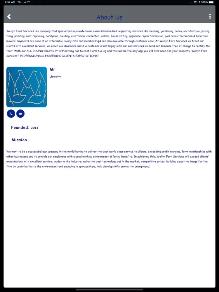 Скриншоты Wellyn Fern Services iPad 
