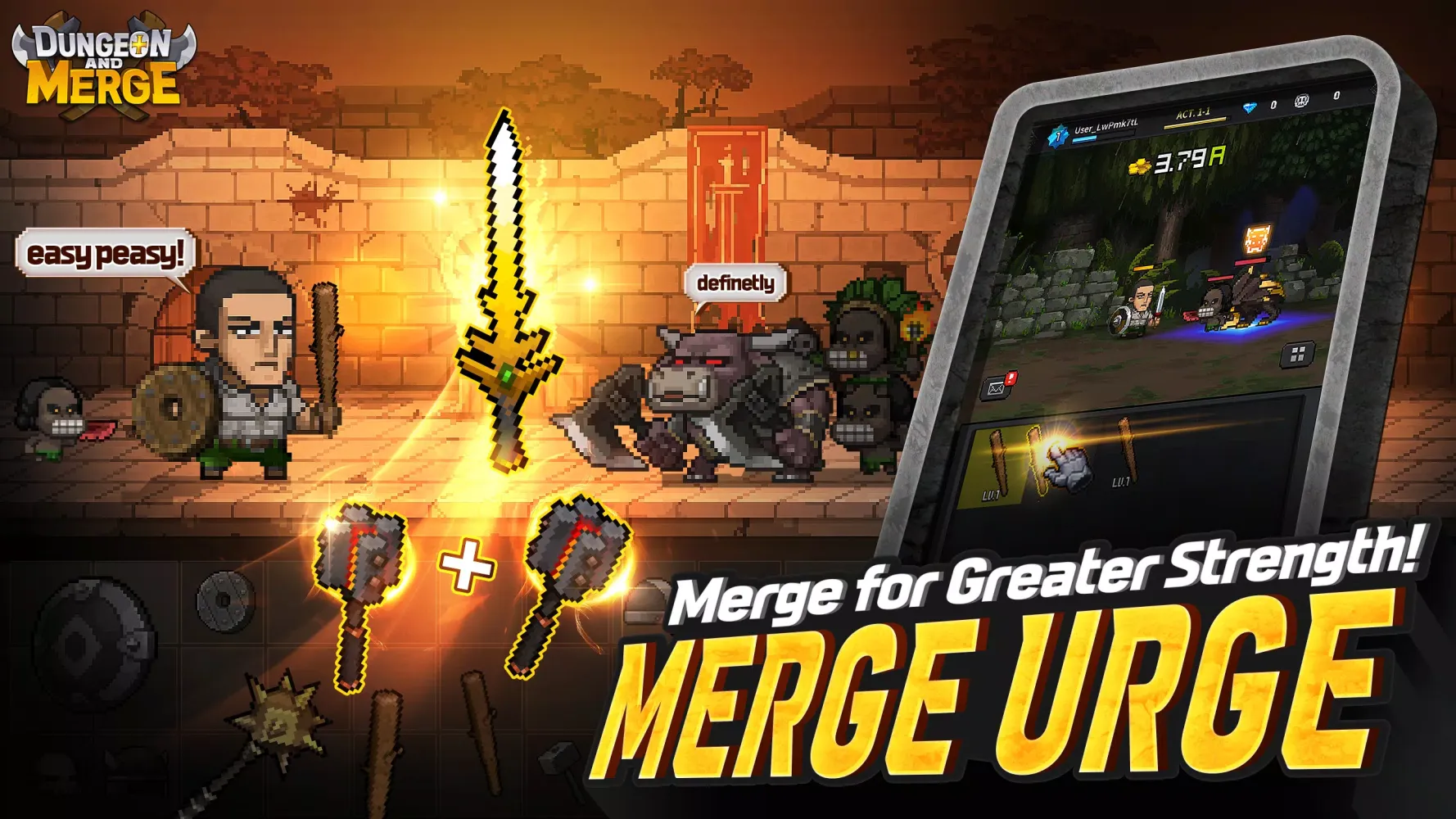 ภาพหน้าจอของ Dungeon and Merge : Idle RPG