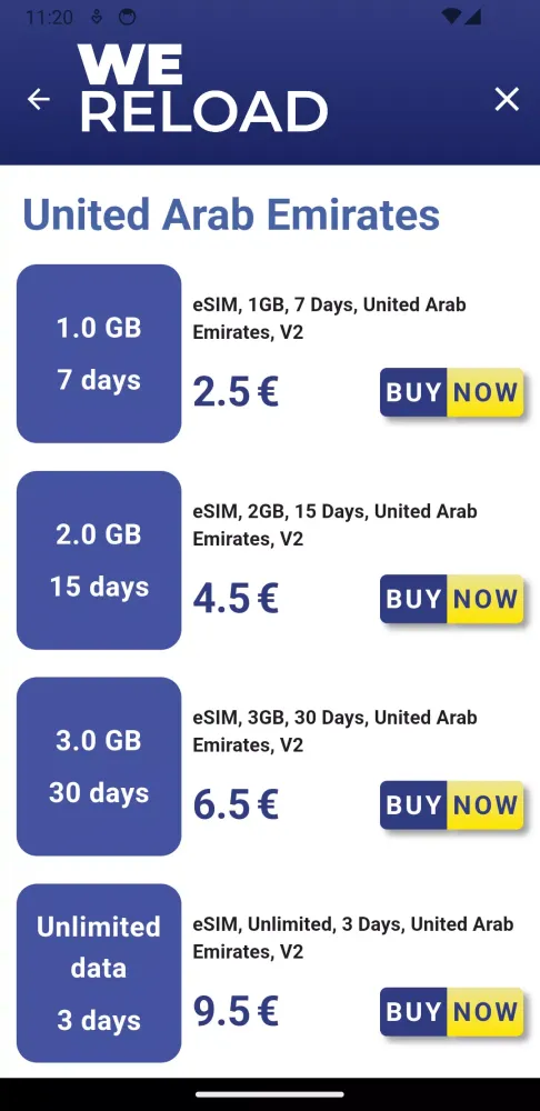 Screenshot di eSIM Mobile Data by WeReload