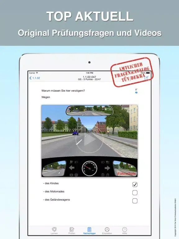 iFahrschule Theorie Trainer iPad  スクリーンショット