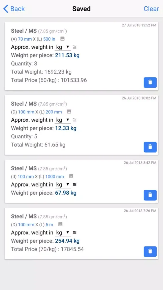 Metallo - Metal Weight Calc Screenshots