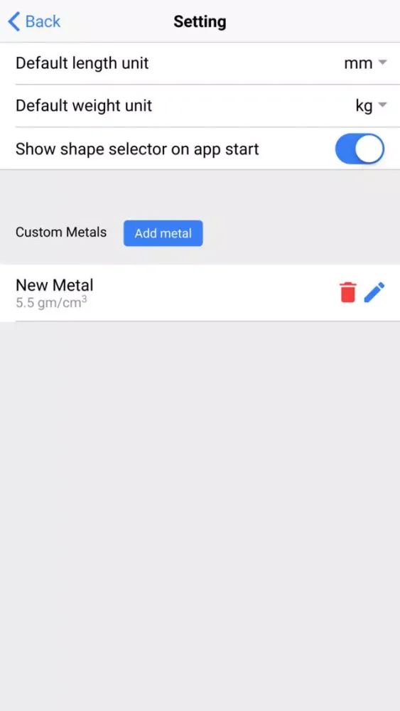 Metallo - Metal Weight Calc Screenshots