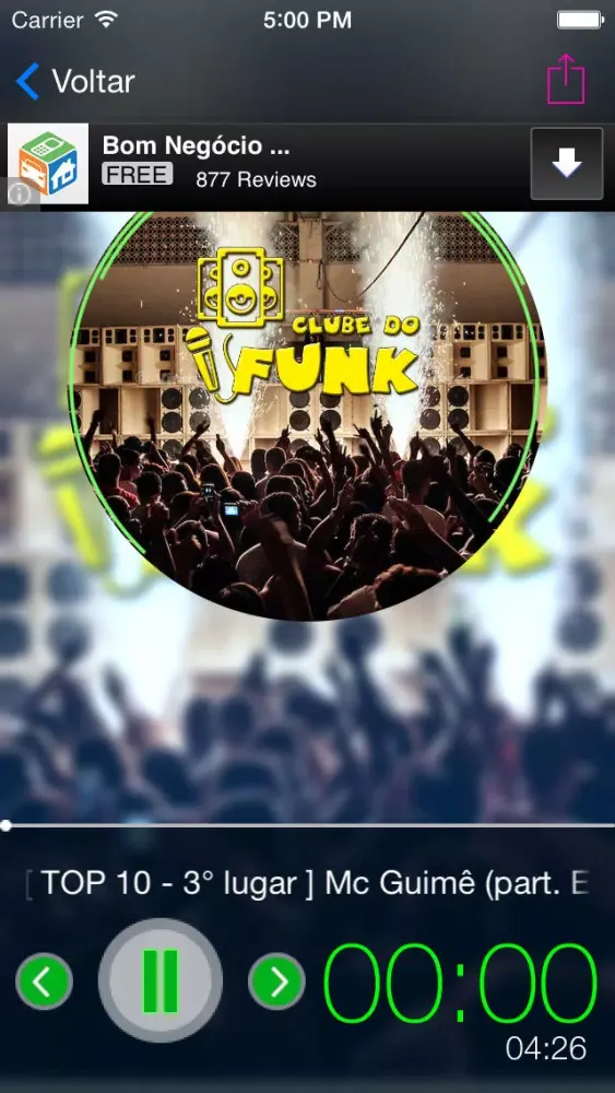 Tangkapan skrin Clube do Funk