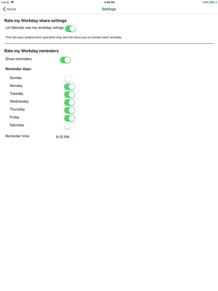 Tangkapan layar Westat WorkUP iPad 
