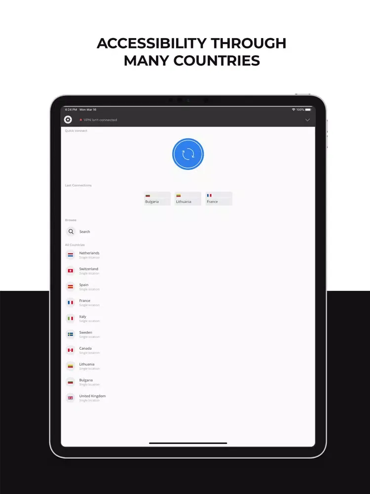 Zrzuty ekranu GS VPN iPad 