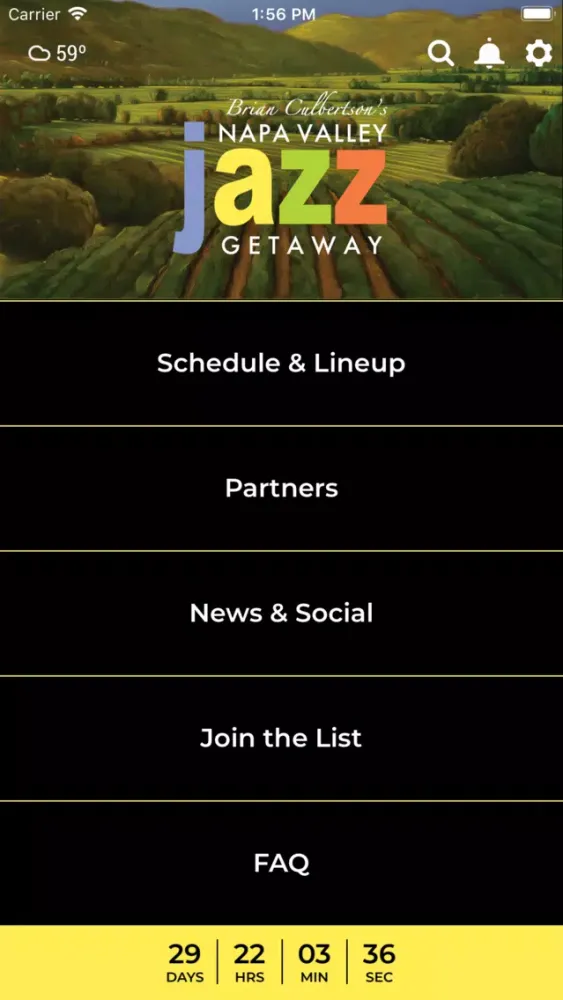 Tangkapan layar Napa Valley Jazz Getaway App