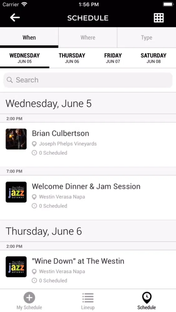 Tangkapan layar Napa Valley Jazz Getaway App