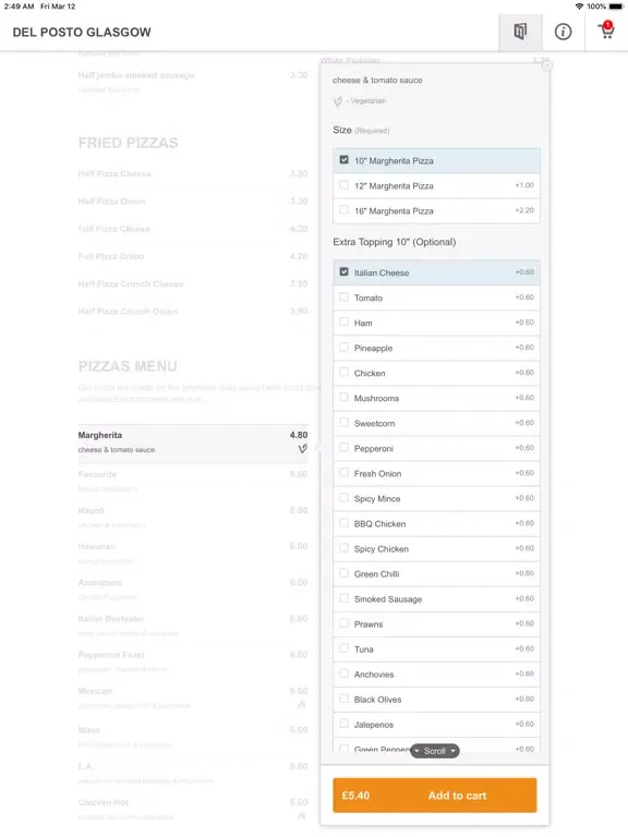 Del Posto Online iPad 应用截图