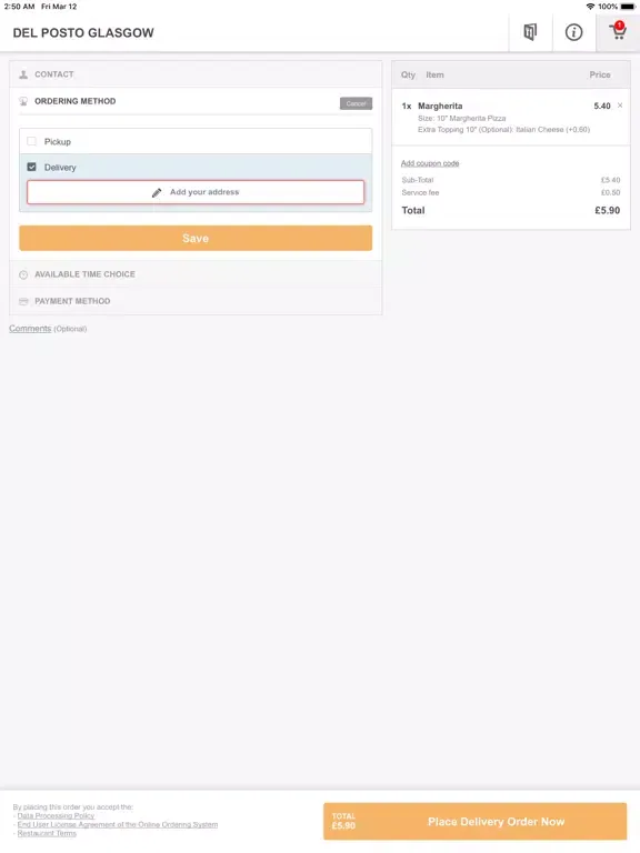 Del Posto Online iPad 应用截图