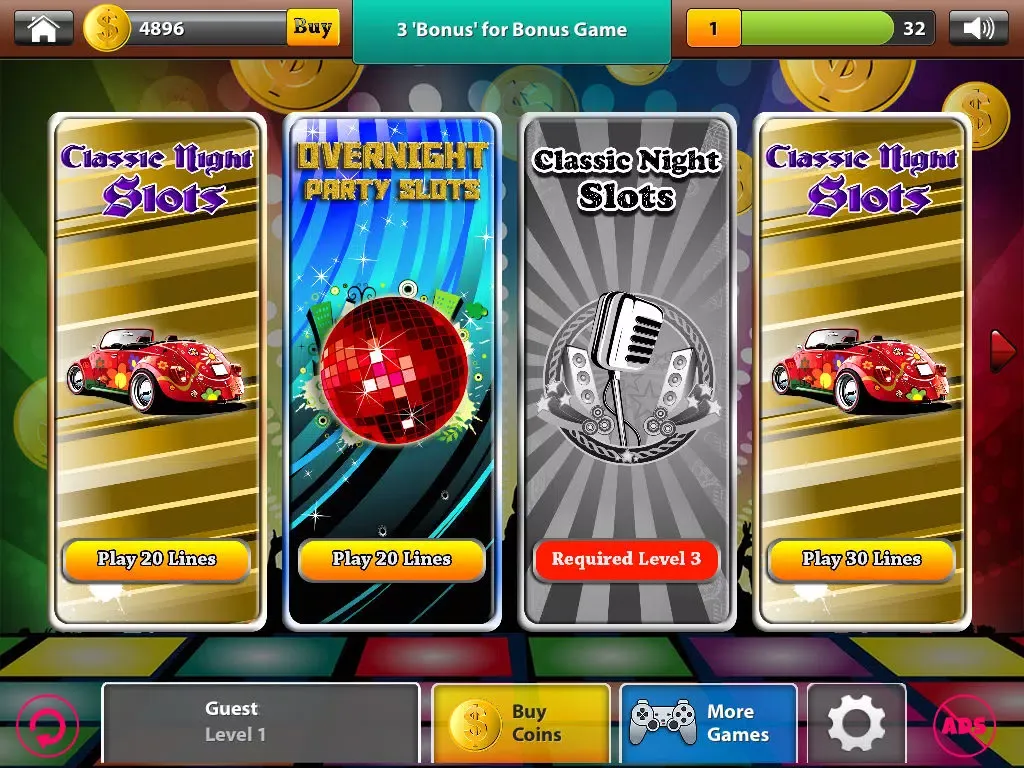 ภาพหน้าจอของ 80's Disco Funky Rock Club Party Slots iPad 