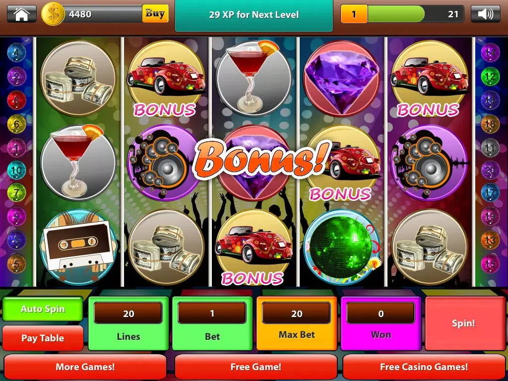 ภาพหน้าจอของ 80's Disco Funky Rock Club Party Slots iPad 