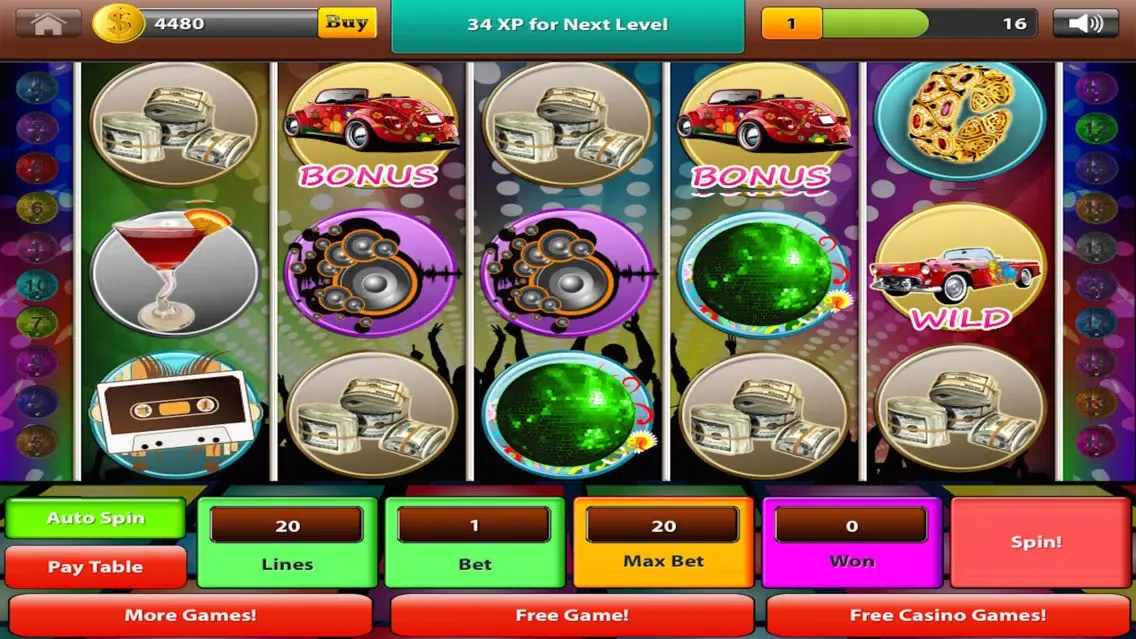 ภาพหน้าจอของ 80's Disco Funky Rock Club Party Slots
