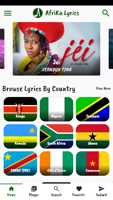 Afrika Lyrics Music Player Screenshots