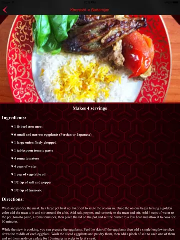 Capturas de tela do Persian Food Recipes iPad 
