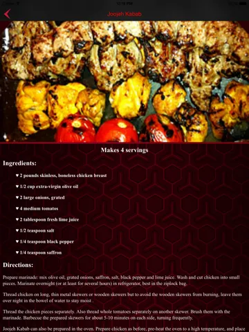 Capturas de tela do Persian Food Recipes iPad 